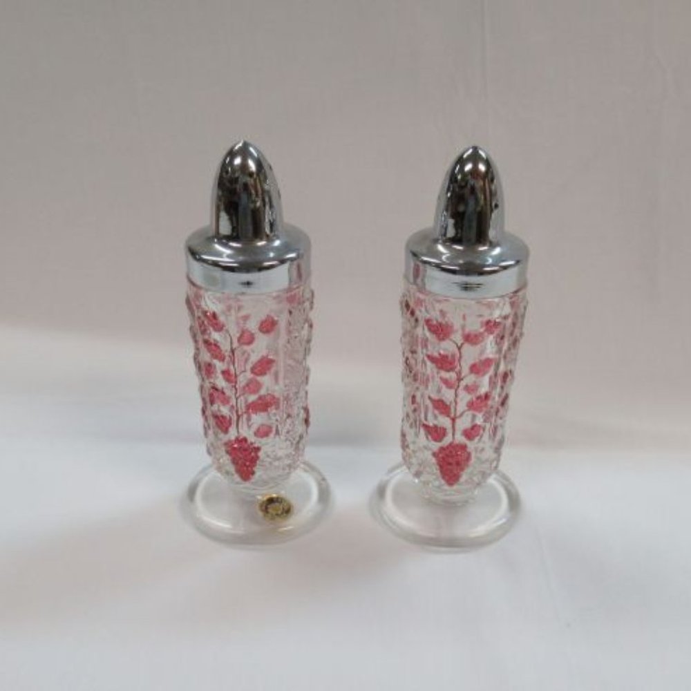 Westmoreland Glass Ruby Flashed Paneled Grape Salt and Pepper Shakers, Pair